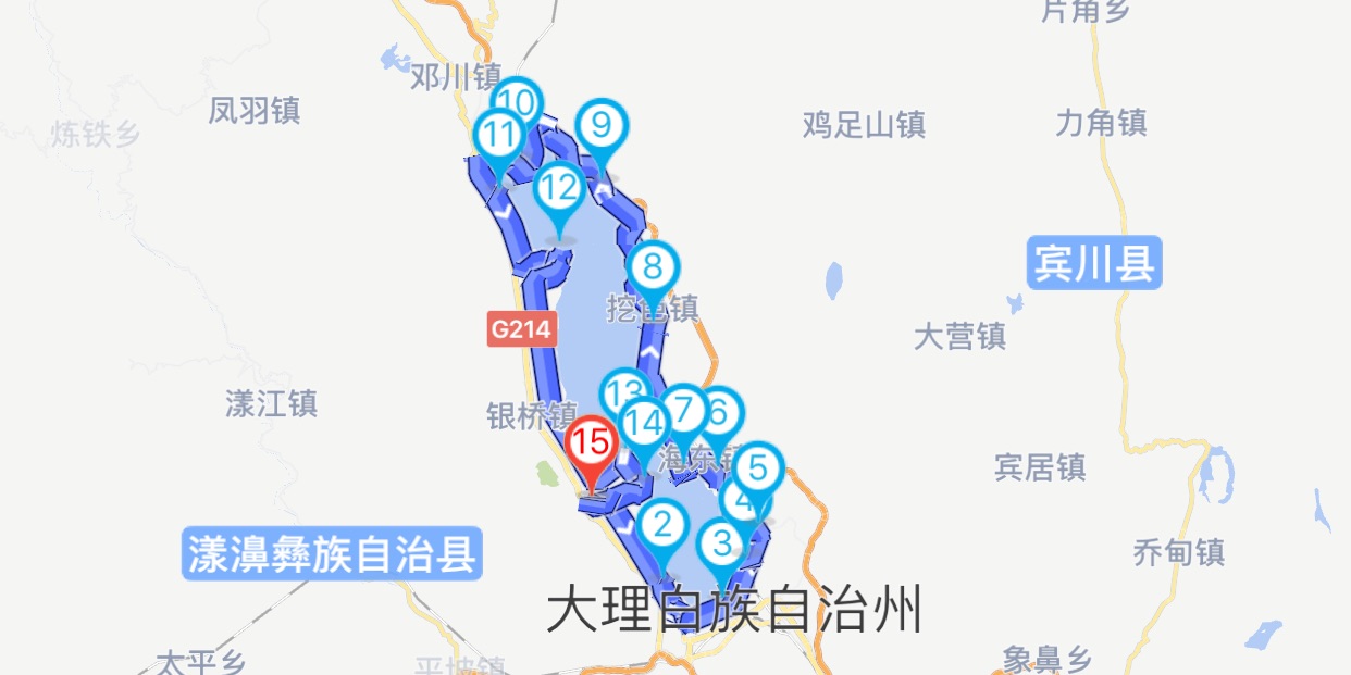 大理洱海騎行地圖 大理洱海騎行地圖